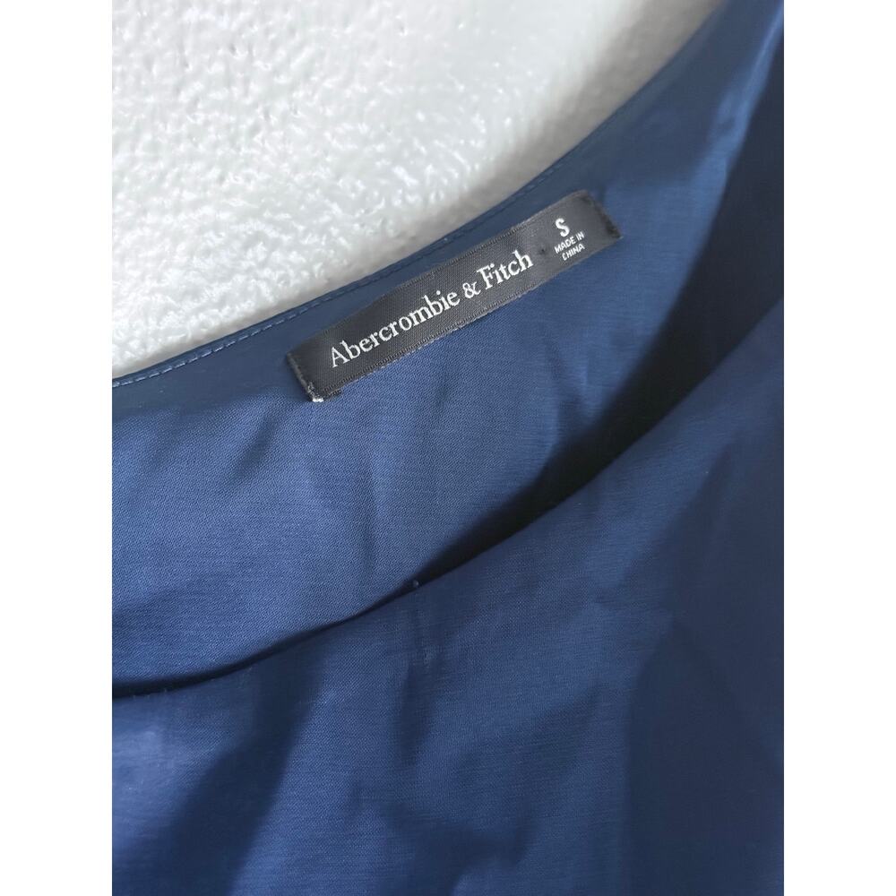 ABERCROMBIE AND FITCH a&f blue one shoulder satin knotted midi side slit dress - Picture 8 of 10